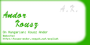 andor kousz business card